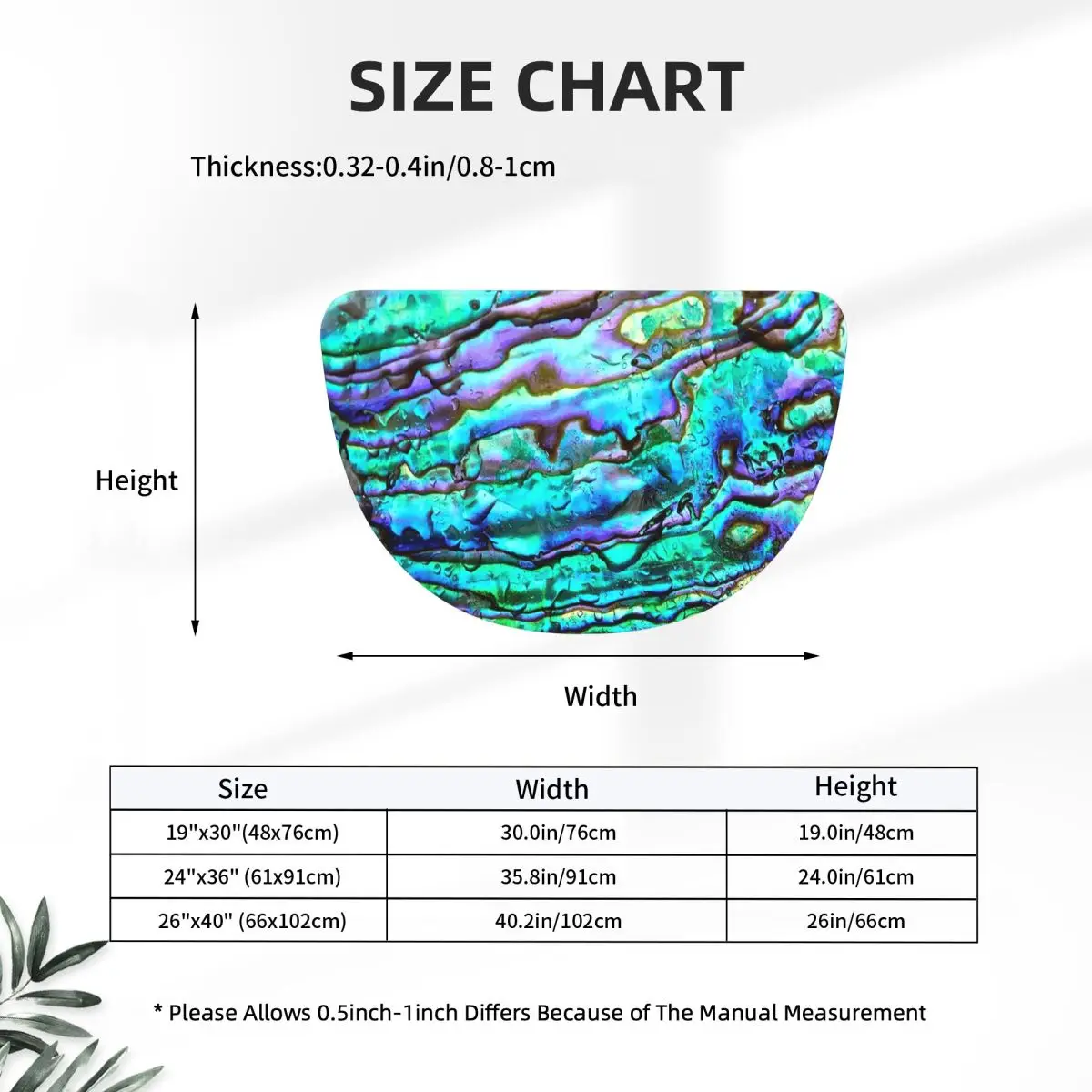 Abalone Shell Pattern Up Close Soft Flannel Half Round Doormat Non Slip Bathroom Mat Absorbent Floor Carpet for Home Bedroom