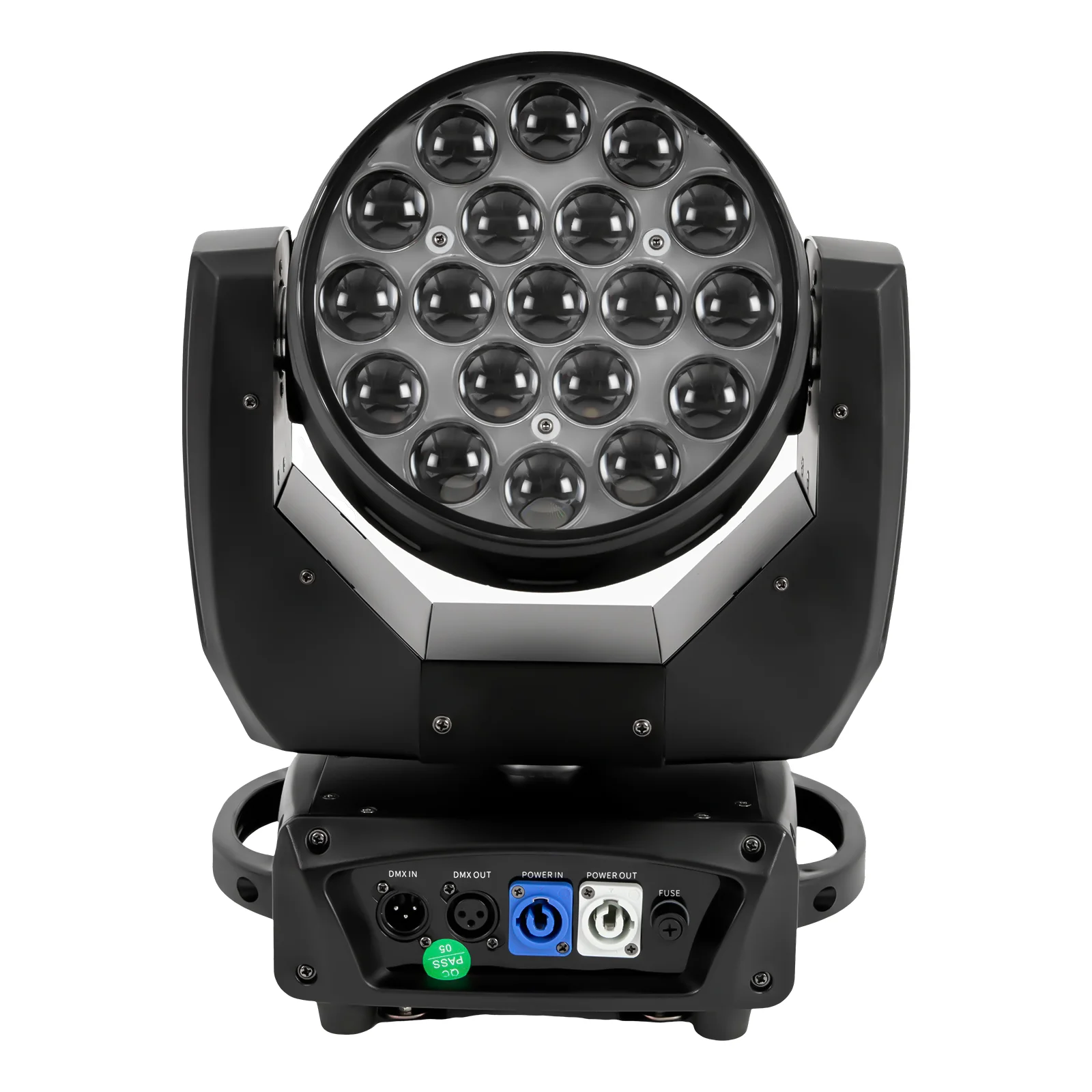 RGBW Moving Head Light, 19 LEDs, DMX512 Control, Voice Control, Strobe Effect, Ideal for Clubs, Parties, and Stage Lighting