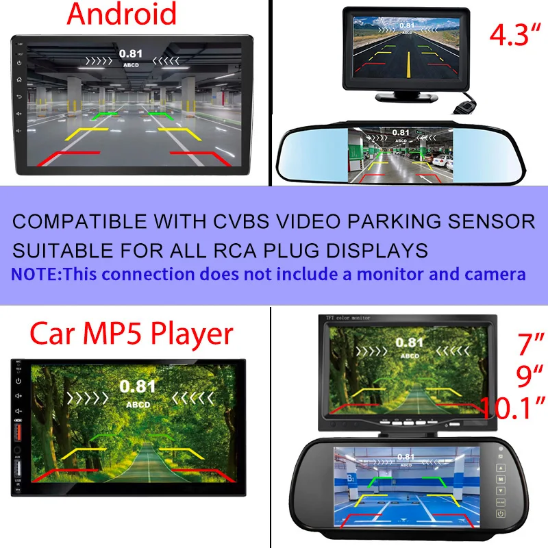 22mm Flat Sensor CVBS Vehicle Mounted Video Visual Parking Backup Radar Distance Alarm Universal Auto Safety Auxiliary Kit