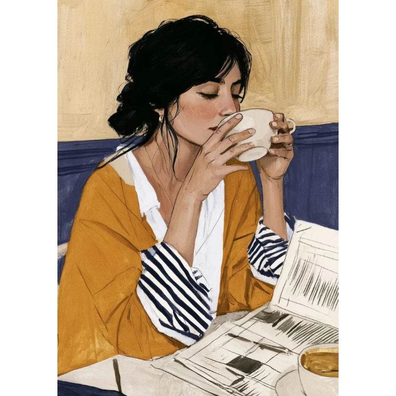 5D DIY Diamond Painting, Quiet Portrait Art Woman Reading Newspaper, Relaxing DIY Craft, Holiday & Birthday Gift