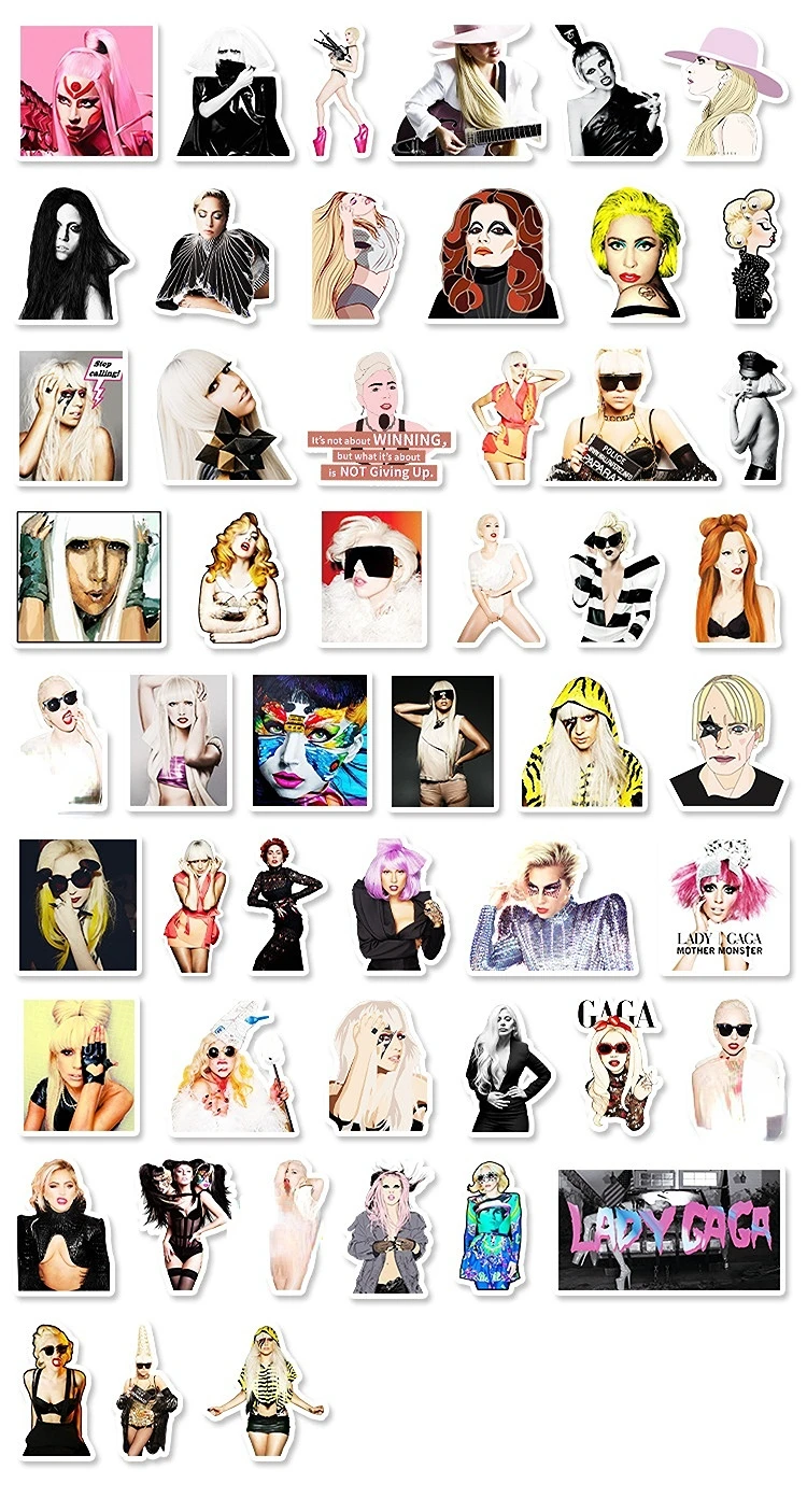 51pcs Sexy Lady Gaga Non-repetitive Waterproof Decorative Luggage Locomotive Mobile Phone Car Stickers