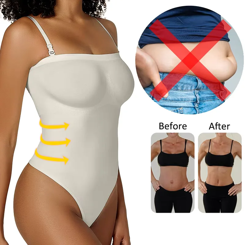 Womens Sexy Strapless Bodysuits Shapewear Tummy Control Thong Waist Trainer Butt Lifter Corset Slimming Compression Body Shaper