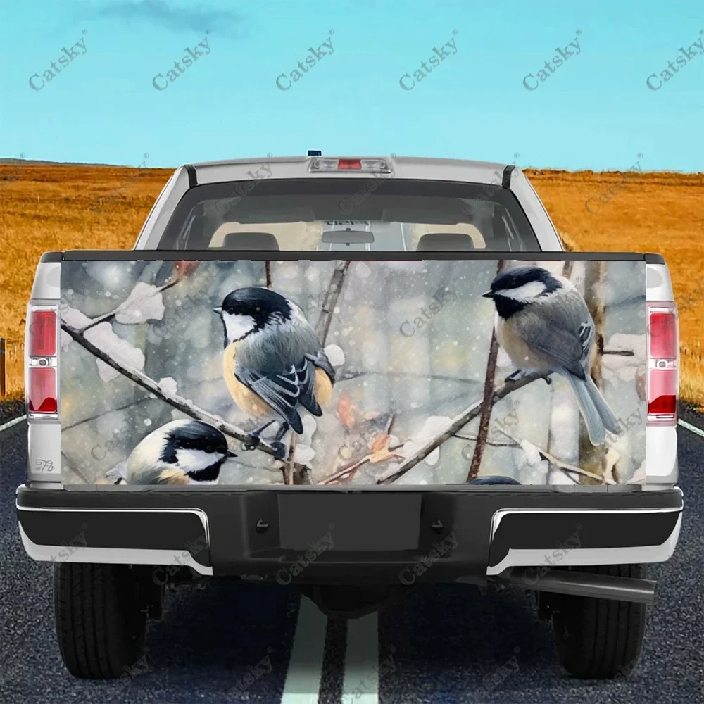 Birds on Tree Branch Painting Truck Tailgate Wrap Professional Grade Material Universal Fit for Full Size Trucks Weatherproof