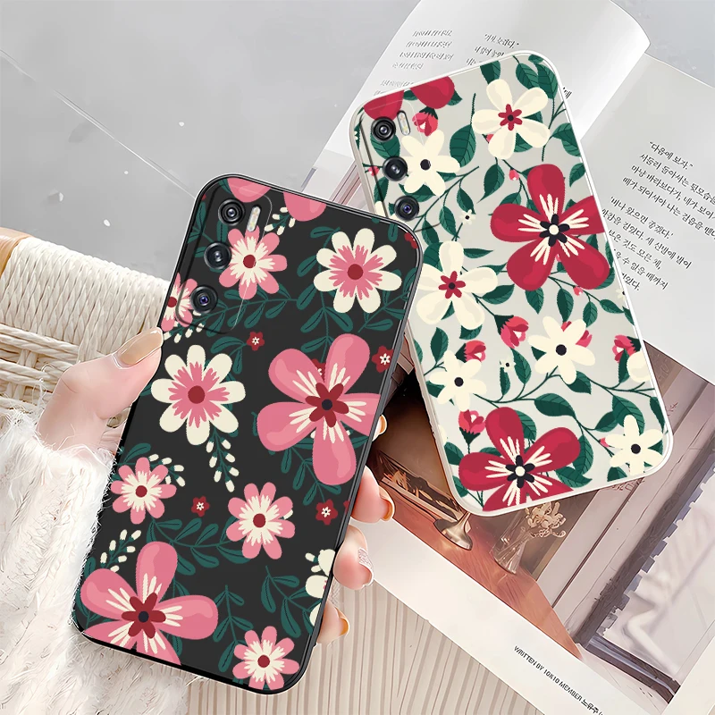 الفاخرة الأزهار نمط جراب هاتف ل Vivo V27E V27 V29E V50 V30 برو V23E V23 V25 V25E V21E V2O SE سيليكون ماتي لينة غطاء من البولي يوريثان