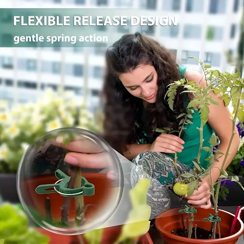 20ps Plant Fixed Clips Reusable Garden Greenhouse Bracket Garden Plants Vine Climbing Clamp Flower Tomato Support Fastener