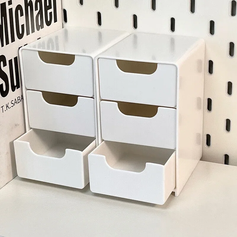 Schicker 3-stöckiger Schreibtisch-Organizer mit Schubladen – ideal für die Aufbewahrung von Bürobedarf, Schmuck und Kosmetika – tragbare Trennbox