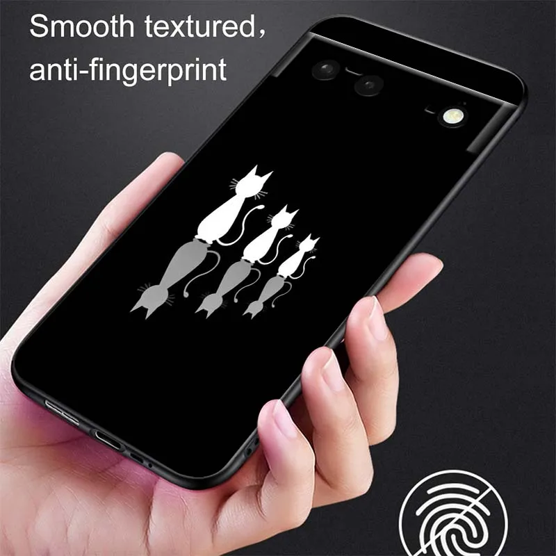 เคสโทรศัพท์ลายการ์ตูนแมวสีดำ สำหรับ Google Pixel 10 9a 9 8A 8 7 7A 6 6A Pro XL 2024 5G สีดำ วัสดุ TPU ซิลิโคนนิ่ม