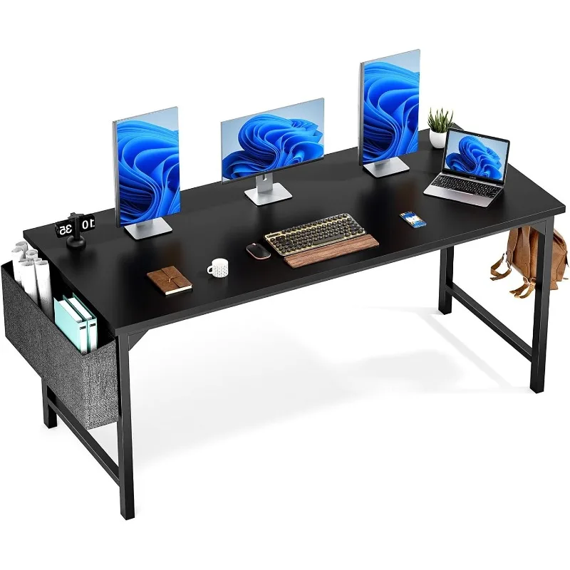 

Computer Desk Office 63 Inch Writing Work Kids Study Simple Wooden PC Large Table for Home Bedroom Modern Style