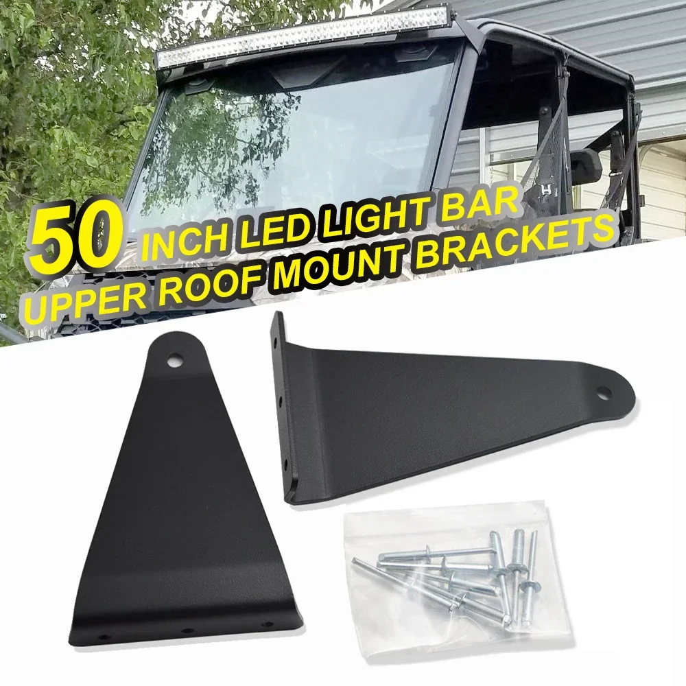 Wsen UTV Accessories For Polaris Ranger XP 900 1000 And 570 Fullsize 50'' Curved LED Light Bar Upper Roof Mounting Brackets