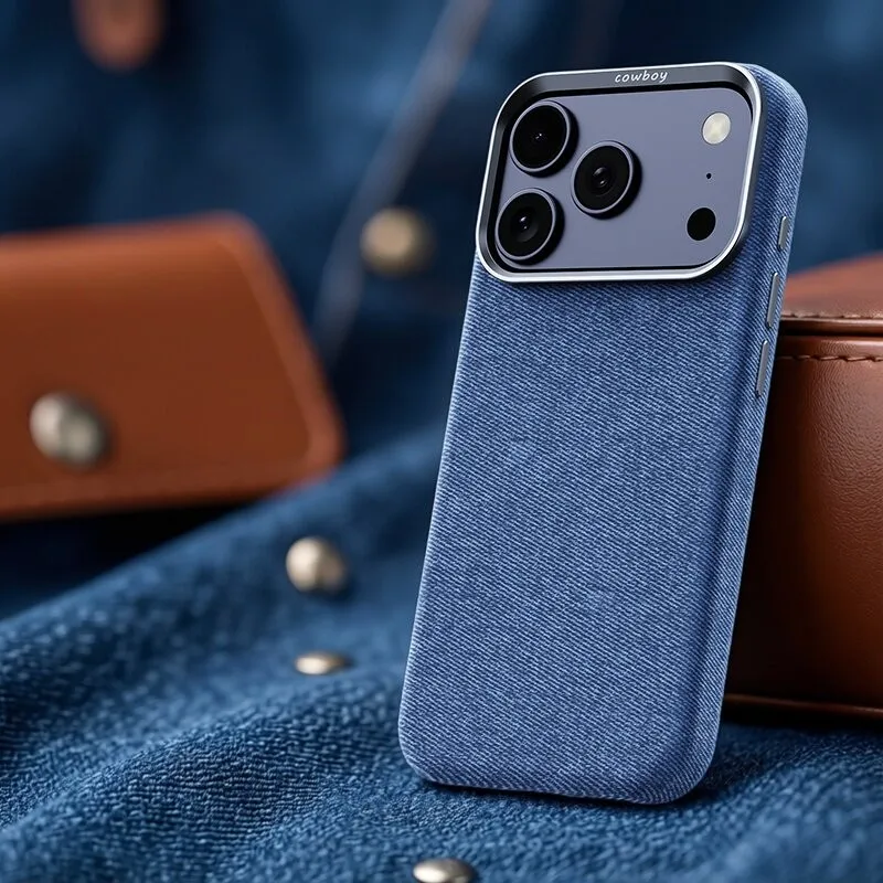 Classic Denim Textured Fabric Magnetic Case for iPhone 18 pro Max Air 17 16 15 14 plus Trendy Cover Anti-flip Shockproof