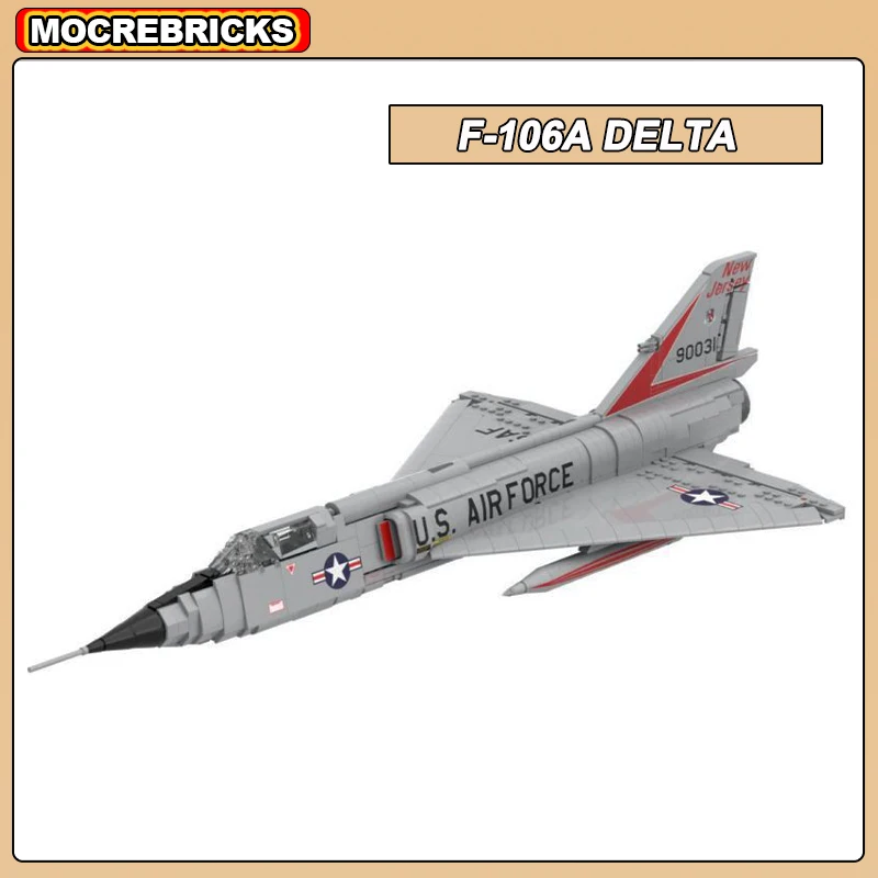 New Military Fighter F-106A Delta Dart Supersonic Interceptor Aircraft Technology Building Blocks Model Sets Kids DIY Brick Toys