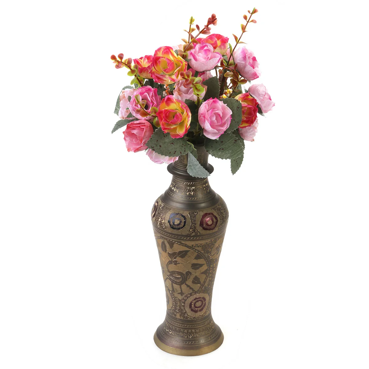 

Simulation Flowers Pink Vintage Rose Bouquet for Valentine's Day Engagement Wedding Decoration Comfortable Touch