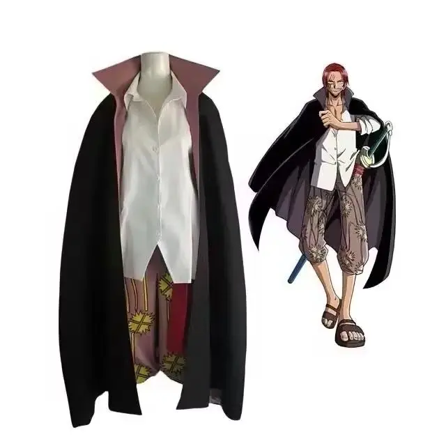 

Anime Film Red Shanks Cosplay Costume pour Adultes Hommes, Anime Tralike Coat, Full Outfit, Halloween Party, Red Hair Pirate