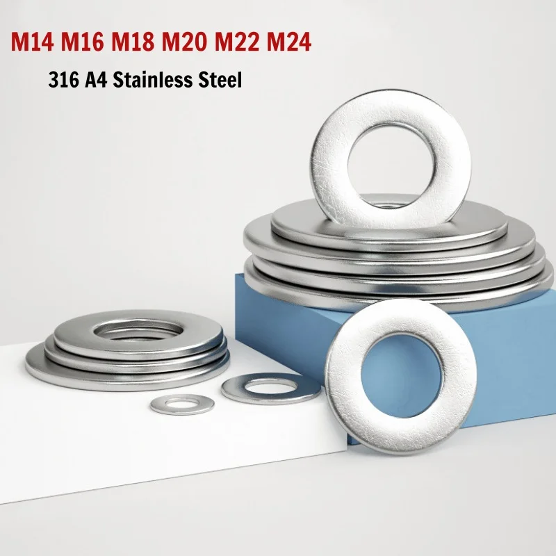 316 A4 Stainless Steel Big Large Flat Washers M14 M16 M18 M20 M22 M24 Metric Oversized Wide Plain Spacers Heavy Duty Gaskets