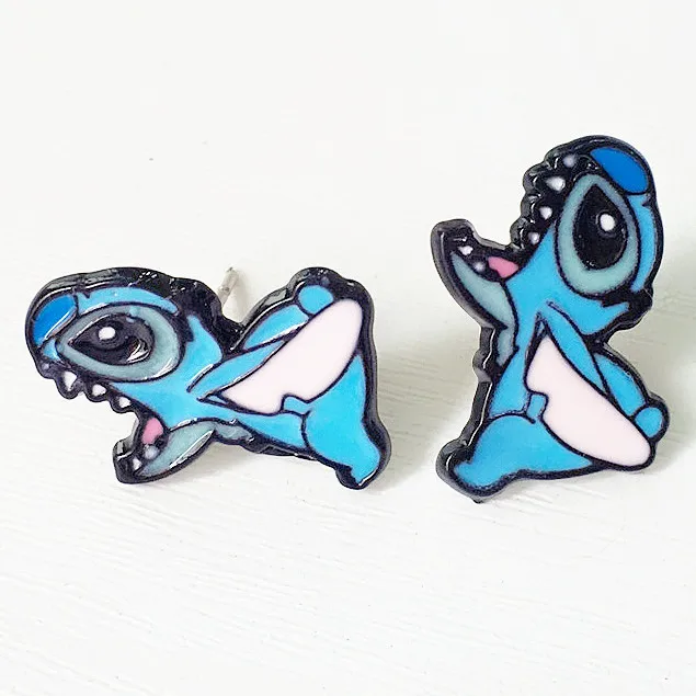 Disney-pendientes de Lilo & Stitch para niños, accesorios de joyería de dibujos animados, simples, regalos