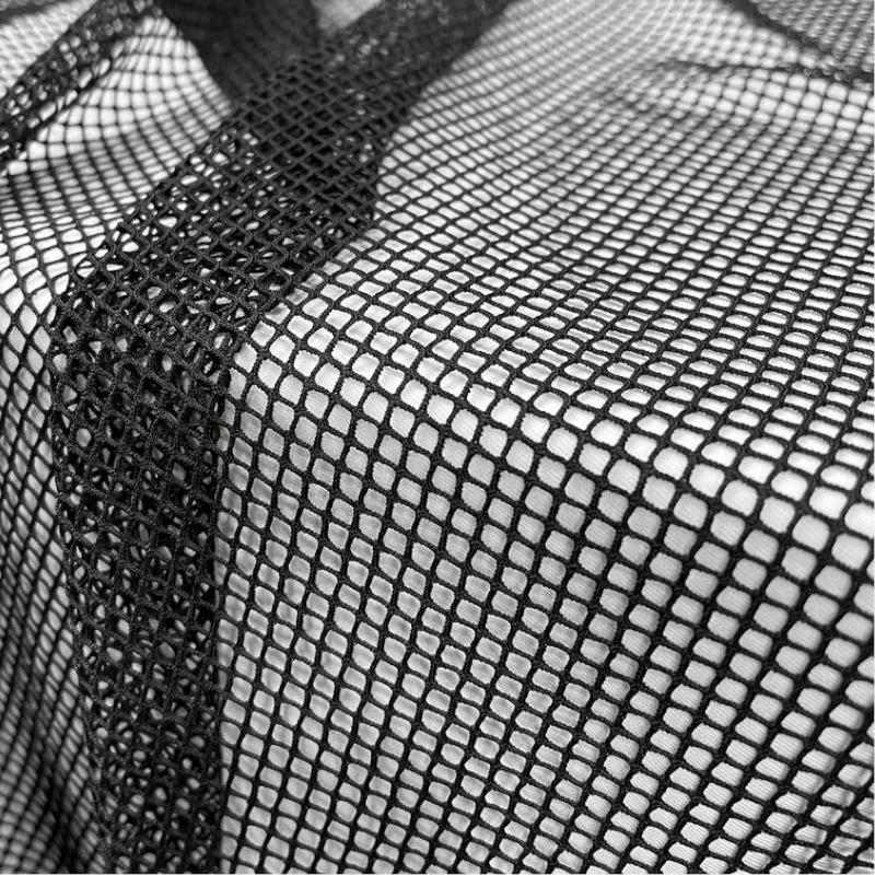 3/5/10m 4 Way Stretch Power Net Mesh Sheer Fabric Large Fishnet Underwear Lining Material,Black and White,By the Meter