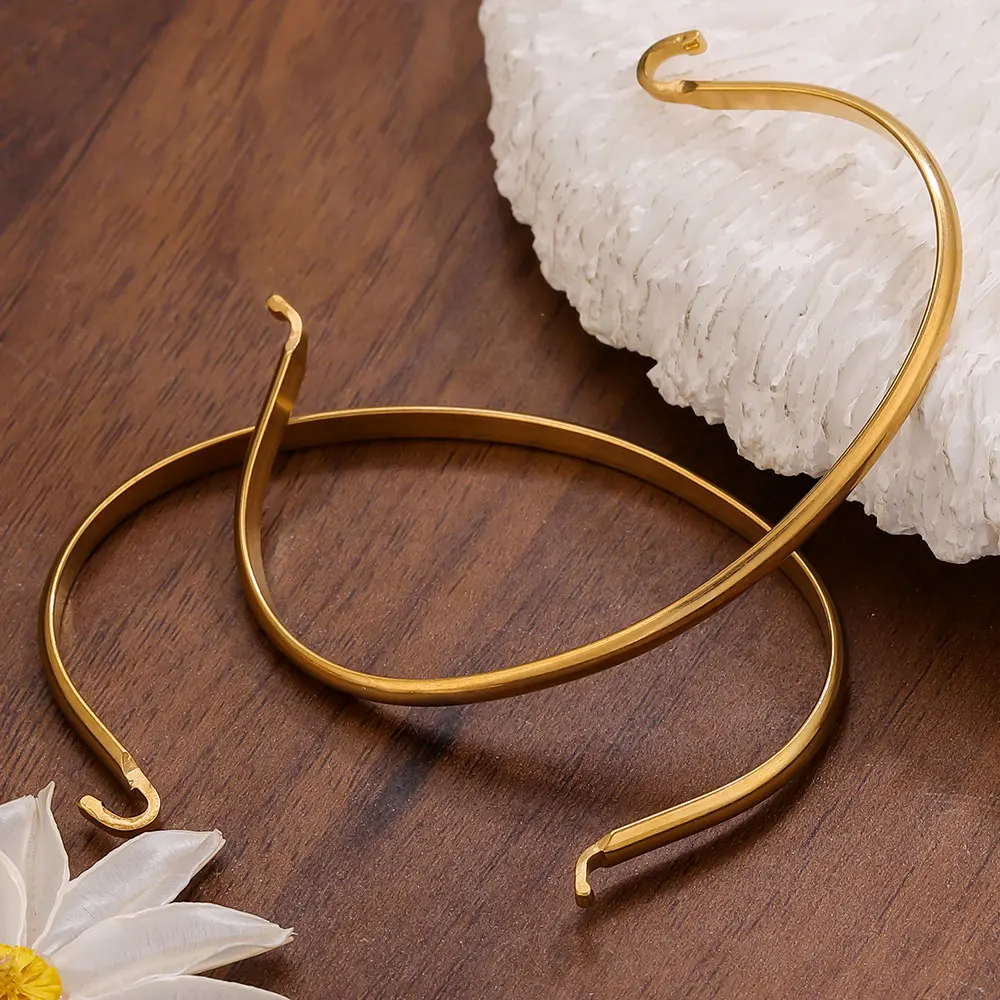 

5pcs Stainless Steel Bracelets Connector Golden Jewelry Making Loops for DIY Woman Waterproof Wave Shape Cuff Bangles Bracelets