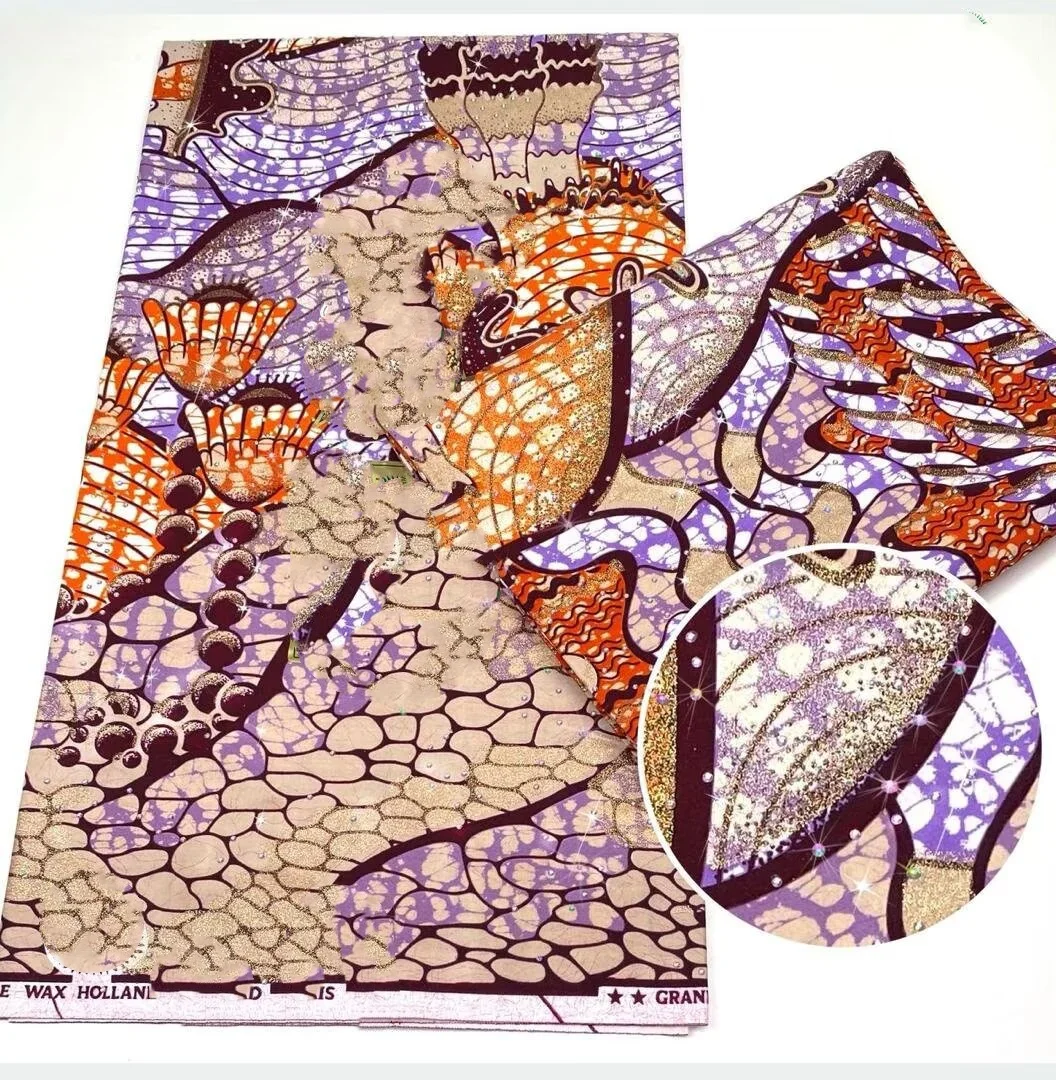 2026 New Style Nigeria Stonk Golden- Wax Print Fabric - High Quality African Wax Print Fabric for Patchwork, Clothing & DIY