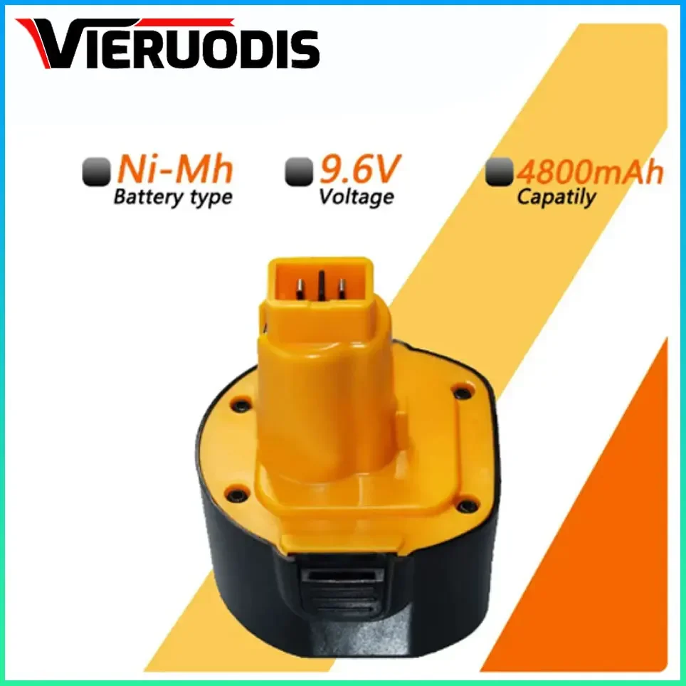 For Dewalt  9.6V 4.8/6.8/9.8AH  Ni-MH Battery DE9061 DE9062 DW9060 DW9061 DW9062 EZWA DE9036 29 4800mAh 9800mAh