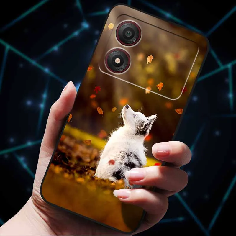 For ZTE Blade A34 4G Case Soft Silicone TPU Lovely Painted Back Cover for ZTE Blade A 34 Black Bumper for BladeA34 Protector Cat