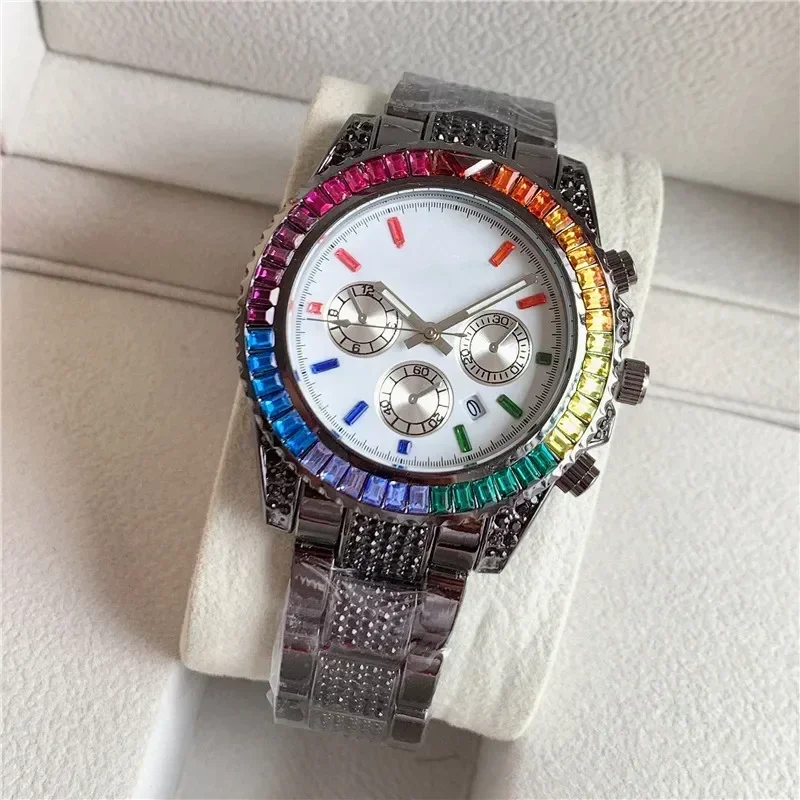 Orologio al quarzo da uomo di alta qualità con diamanti colorati alla moda ONOLA Orologio da uomo impermeabile con nastro in silicone
