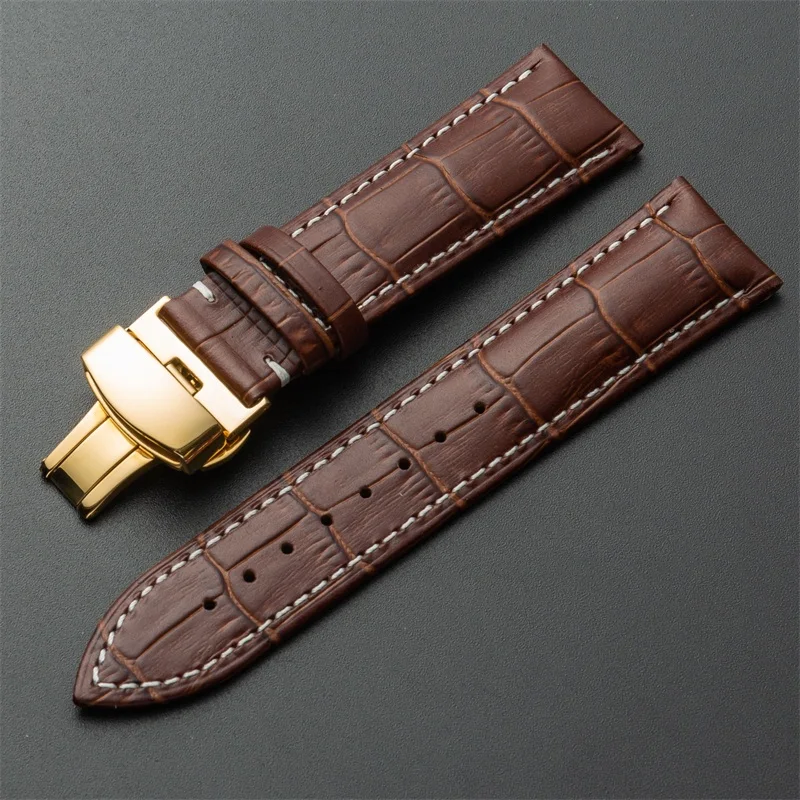 Watchband 12mm18mm 19mm 20mm 21mm 22mm 24mm Soft Calf Genuine Leather Watch Strap Alligator Grain Watch Band for Tissot Seiko