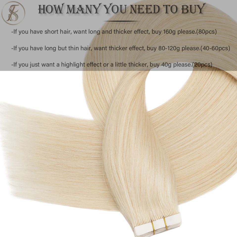 TESS Tape In Human Hair Extensions 2g/pc Thick Natural Hair Adhesive Seamless Invisible Tape In Double Needle Technology As Real