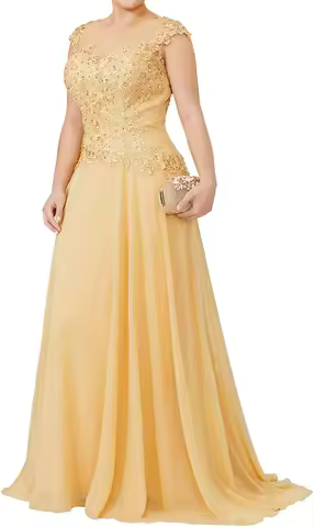 Plus Size Mother of The Bride Dresses Long Evening Formal Dress Beaded Lace Applique