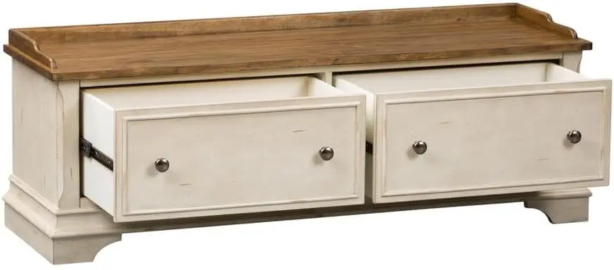 Elevate Your Entryway with the Elegant White Storage Hall Bench, Crafted from Solid and Manufactured Wood by Liberty Furniture