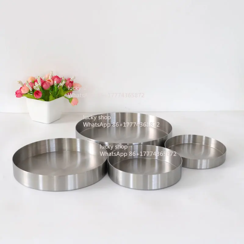 

Primary Color Disc Metal Silver Tray Storage Tray Ornament Round Stainless Steel