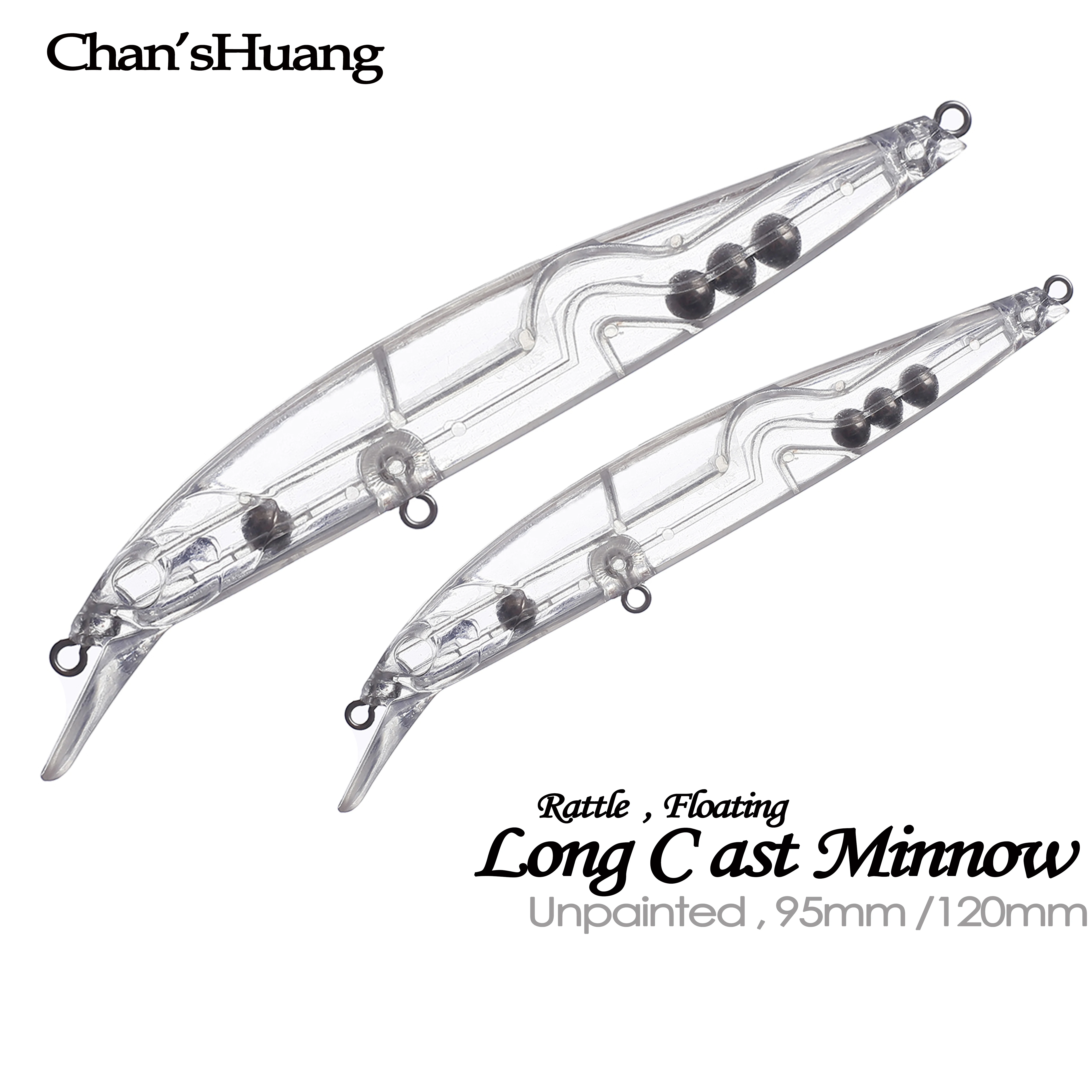 

Chan’sHuang 20pcs 9.6CM/12CM Floating Rattle Unpainted Minnow Lure Blank Bait DIY Fishing Tackle