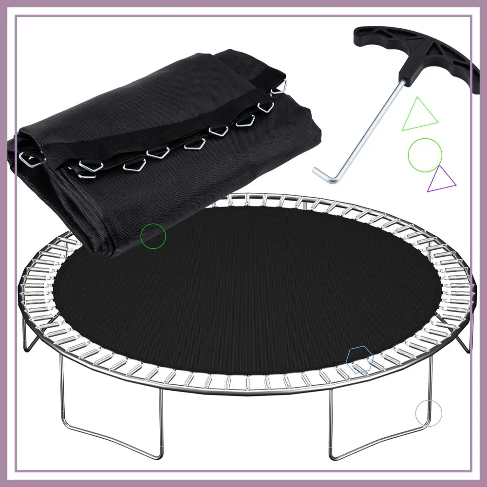 

Replacement Trampoline Mat for 12ft 14ft 15ft Round Frames, UV-Resistant with V-Hooks
