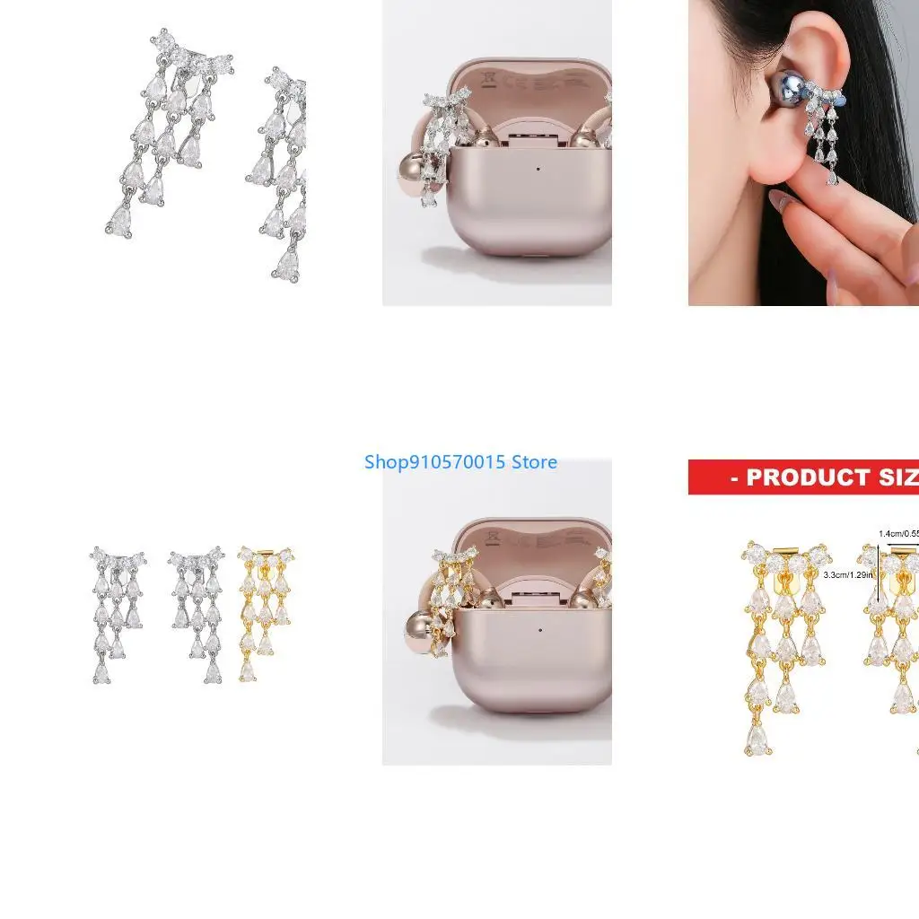 B95C Luxurious Zircon Studded Ear Clip Decors for Freeclip 1 2 Music Devices Jewelry Clip On Charm Gift for Friend Family