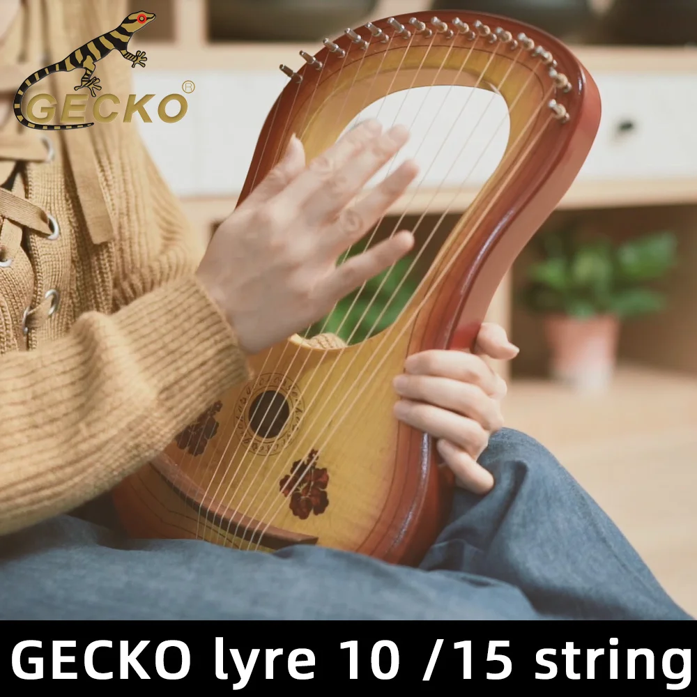 Gecko-Lya Lya piano, small harp lyre10 string piano lyre professional classical musical instrument portable 15 tone