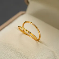 Stainless Steel Minimal Zircon Simple Tiny Rings For Women 1mm Full Round Minimalist Thin Dainty Stacking Ring Fashion Jewelry