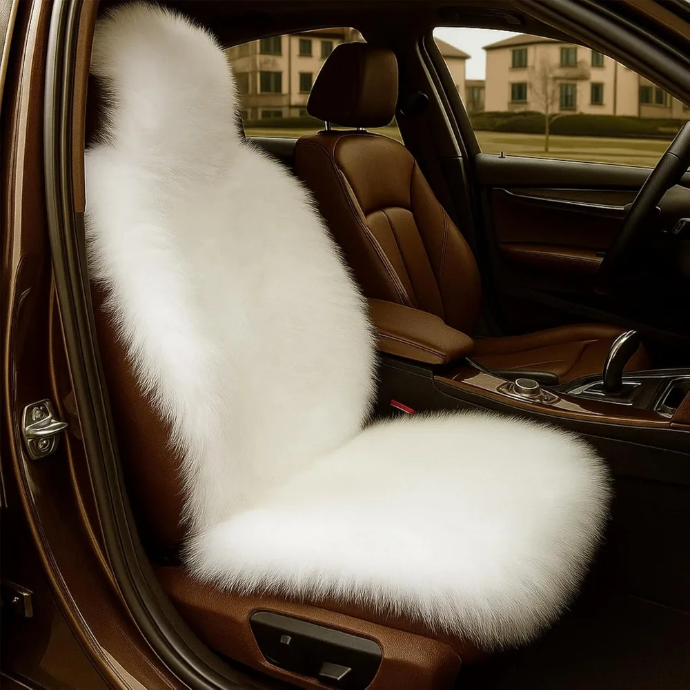 

Gracefur Genuine Sheepskin Front Car Seat Covers, Long Wool for Comfort & Protection, Easy-Install, Airbag Compatible, Universal