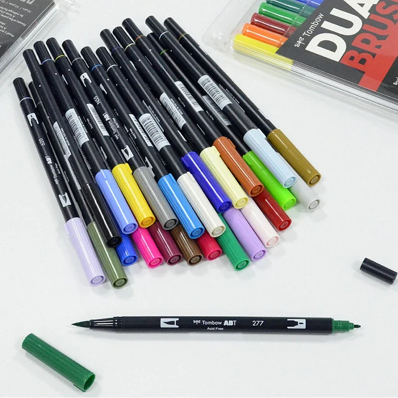 Japan Tombow Brush Pen Art Markers Set Smooth Watercolor Drawing Marker Pens Color Caligraphy Lettering Dual Brushpen ABT