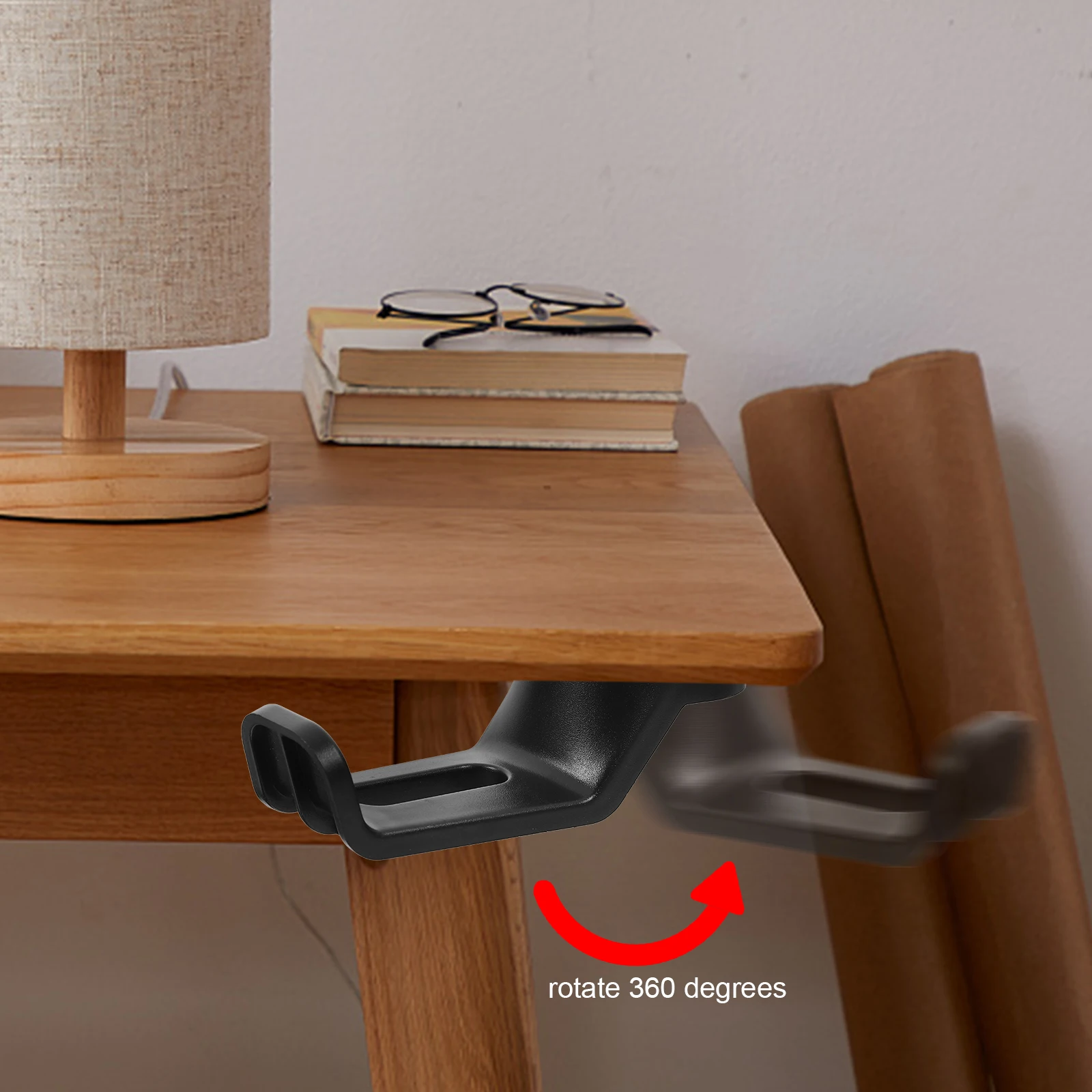 

2pcs Cup Headphone Hook Rotating Clamp Black Abs 360 Degree Adjustable For Office Pc Gaming Desk Accessories Cup Holder Desk