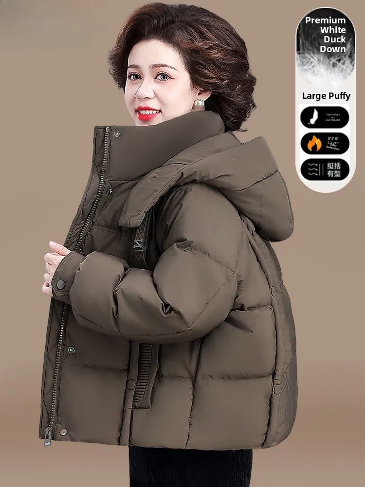 

Женская короткая зимняя модная теплая куртка-пуховик из полиэстера на молнии с капюшоном, однотонная