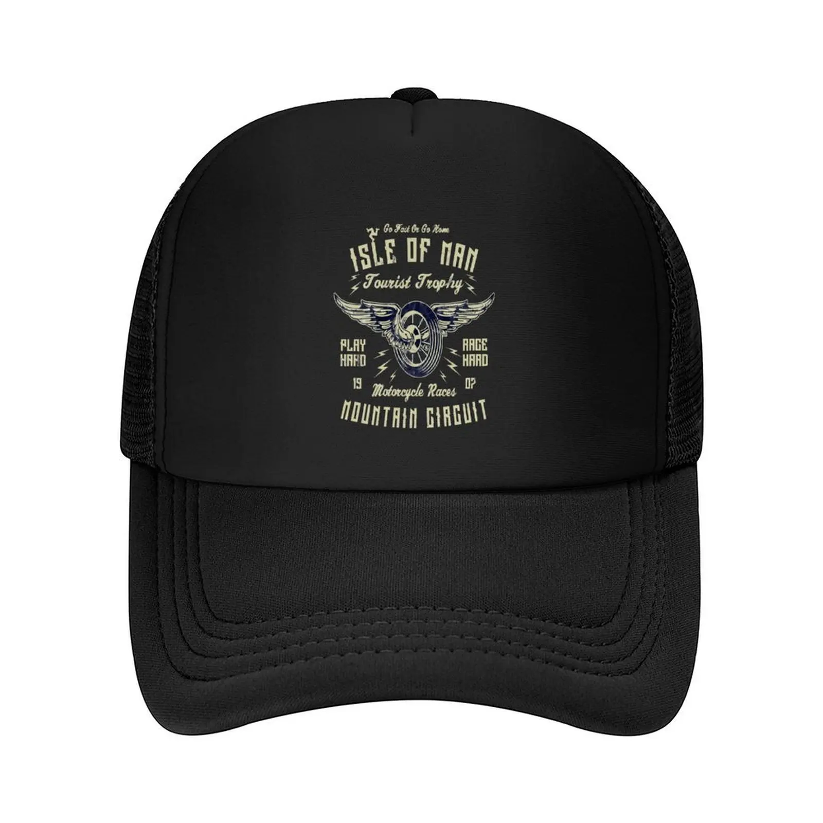 

Isle Of Man TT Racing Vintage Biker Wings Wheel Tourist Trophy Bike Races Retro Graphic Baseball Cap