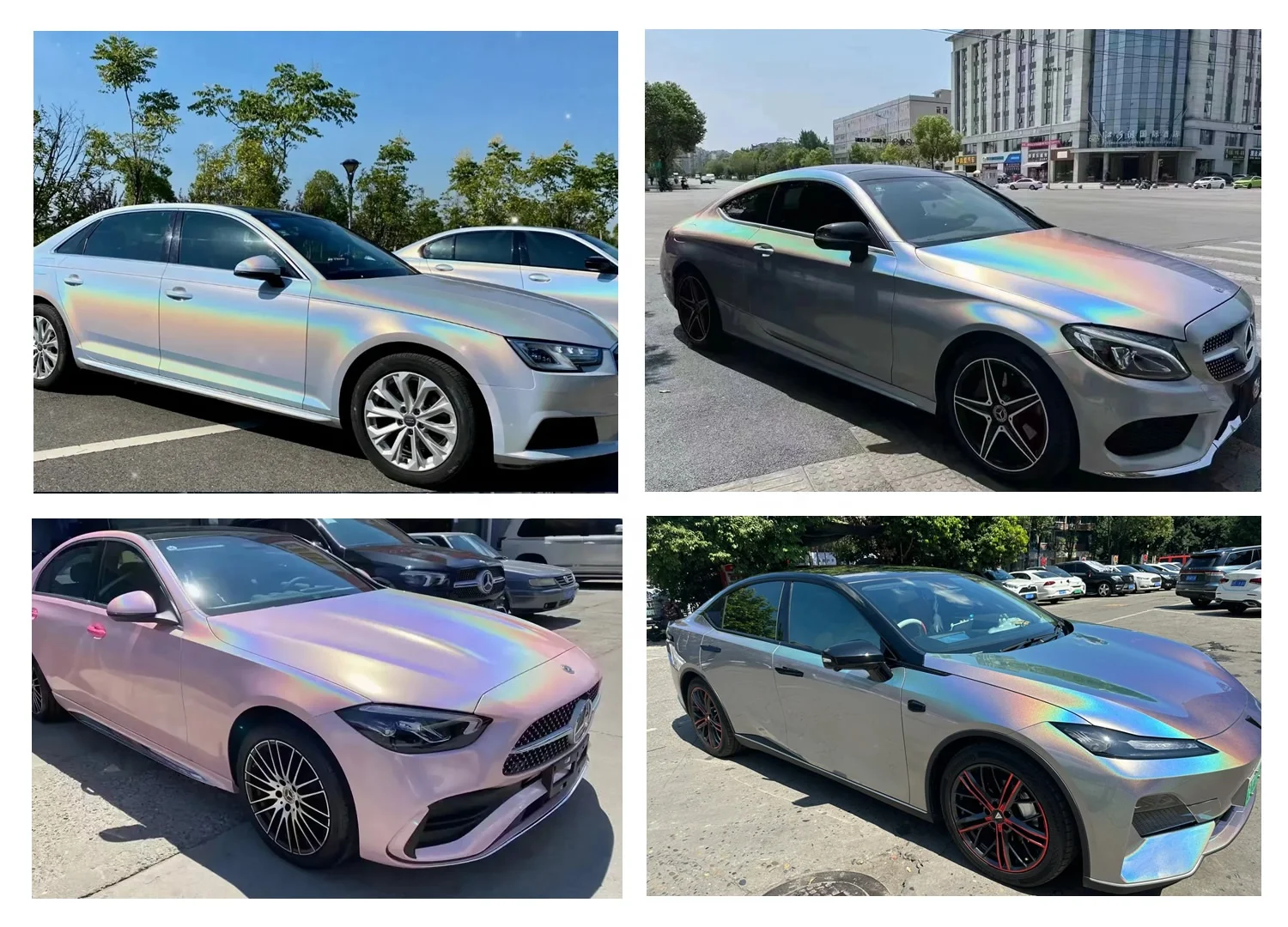 Fabrieksprijs Iridescentie Rainbow Diamond Laser Zilver Rekbare Body Wrap Film Kleurveranderende Vinyl Groothandel