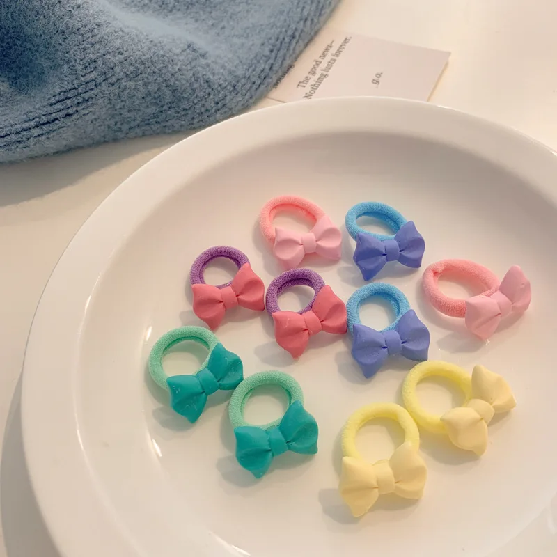 10pcs/set Lovely Thumb Hair Ropes Baby Girls Colorful Star Bowknot Rubber Bands Ponytail Holder Scrunchie Baby Headress