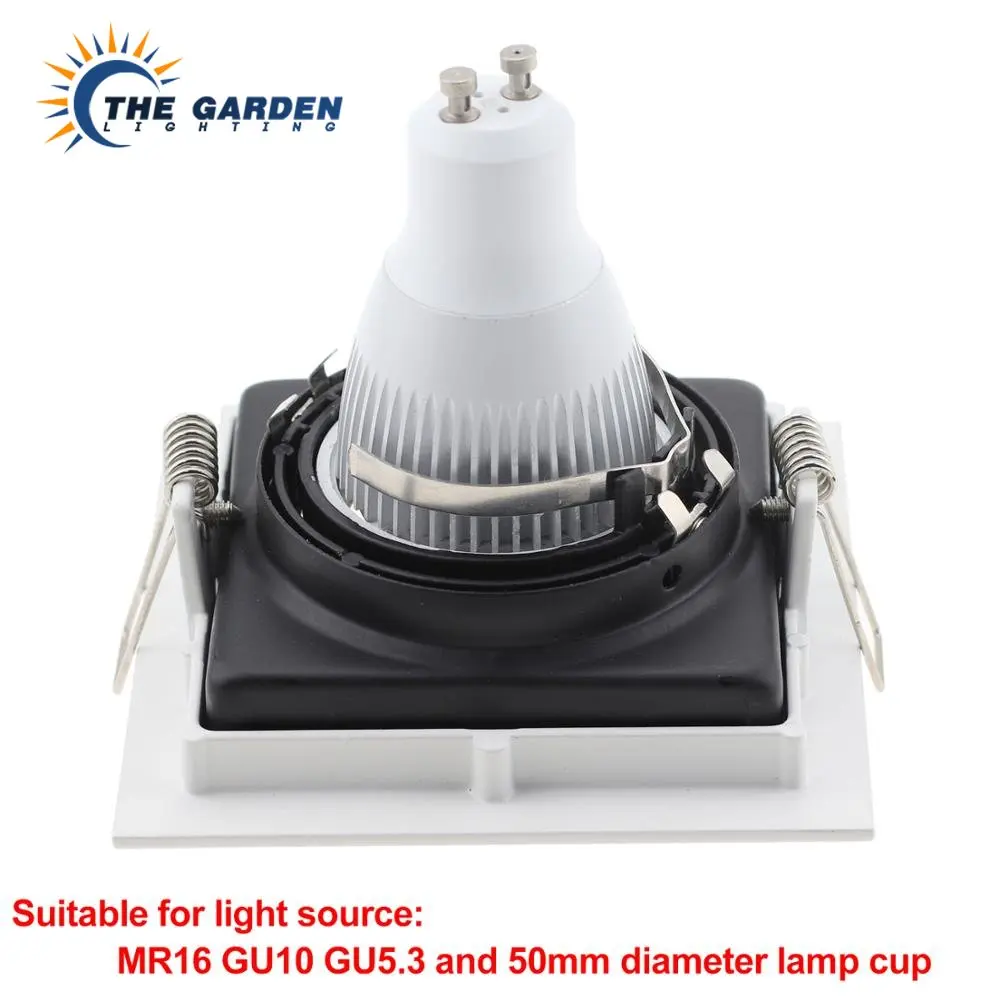 MR16 GU10 Bulb Clamp Mounting Downlight Bracket Square Embedded LED Spotlight for Home Lighting Downlight Adjustable Frame