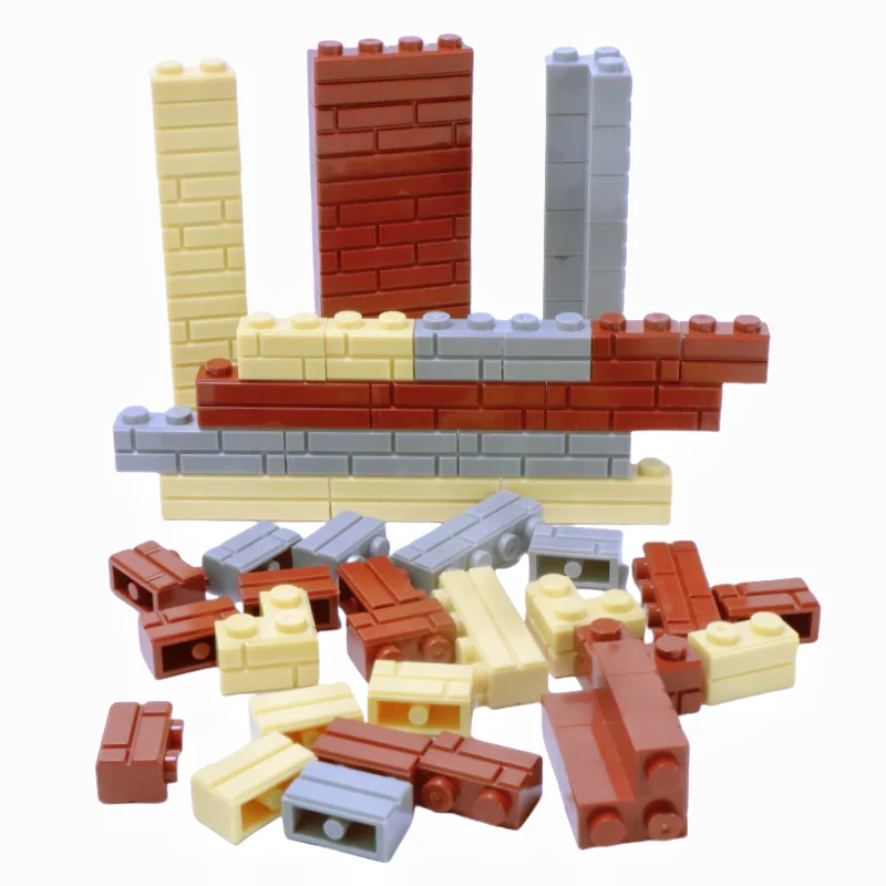 Building Blocks DIY Toys House Home Accessories Compatible Classic 1*2 1*4 L1*2 50PCS Wall Tiles High Bricks MOC for Children
