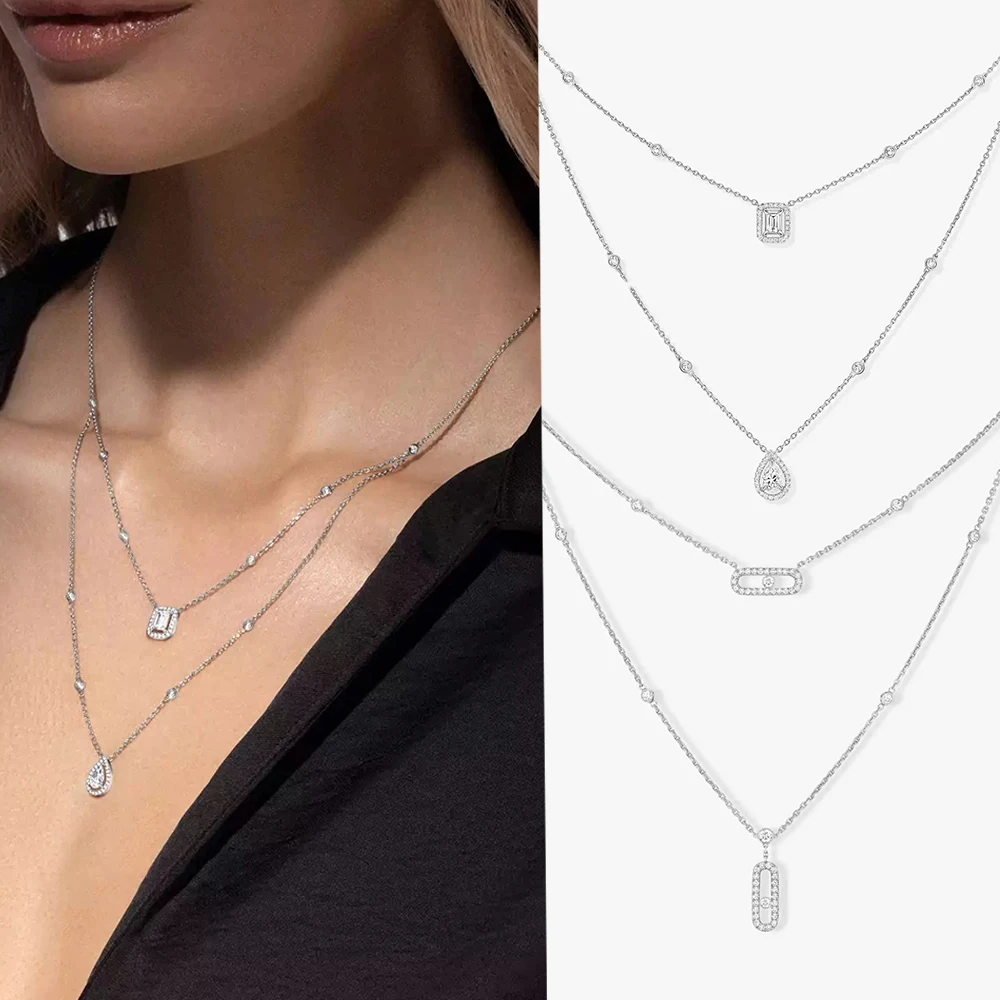 Luxury S925 sterling silver necklace, fashionable messica brand, French classic MOVE series, women's gold and silver necklace