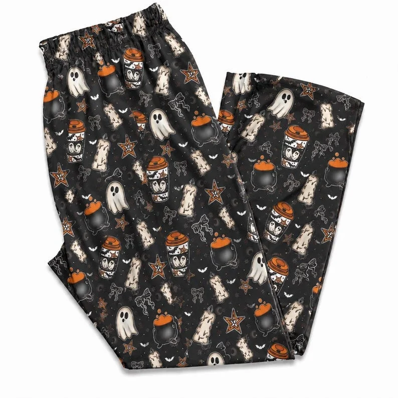 2026 Halloween New Horror Bat Pumpkin Men's and Women's Family Sleepwear Casual Entertainment Sleepwear