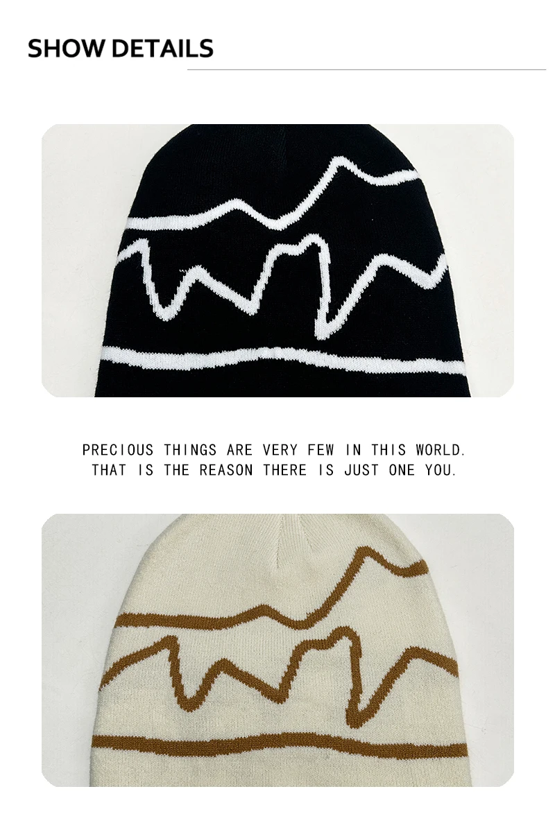 Neue Herren- und Damen-Strickmützen mit persönlichem Jacquardmuster, warme, vielseitige Retro-Outdoor-Beanies, Farbblock-Design, modische Street-Climb-Ins. – Detail 3