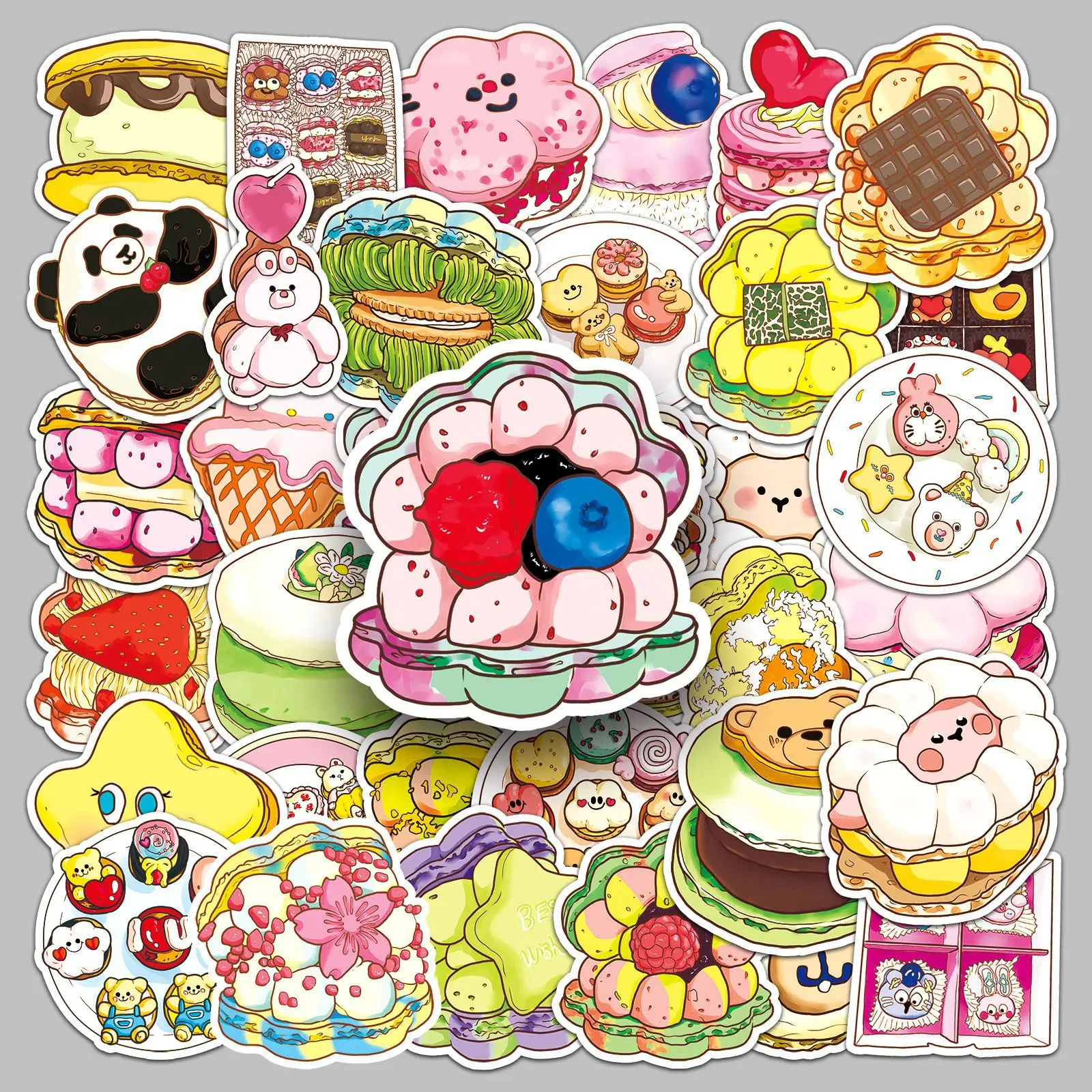 50pcs macaron cake Series Graffiti Stickers DIY  Decoration Laptop Skin Waterproof Phone Case Cute Stickers Gifts