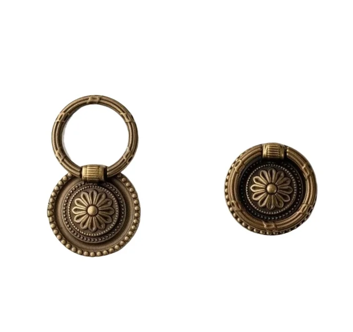 Brass Song's Aesthetics Antique Style Handles Retro Copper Rose Dressing Shoe Cabinet Drawers French Wardrobe Hardware Handles