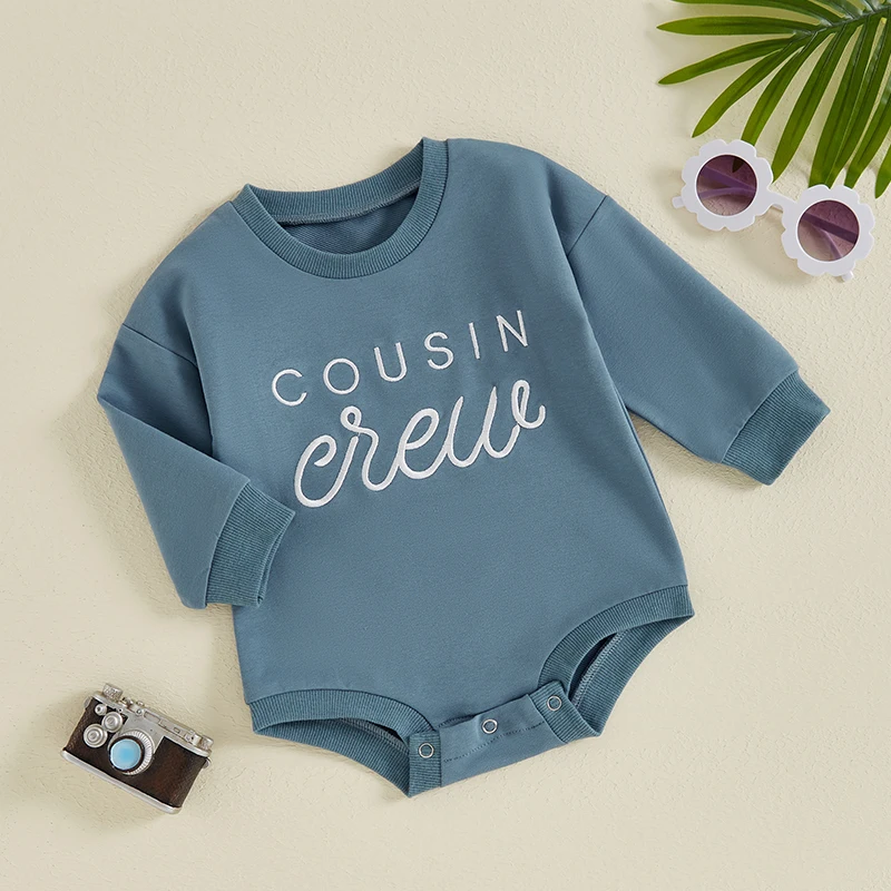 Recém-nascido primo Crew Romper, bebê menina e menino roupas, pulôver de manga comprida, camisola Crewneck, camisas de outono, roupa, 0-18m